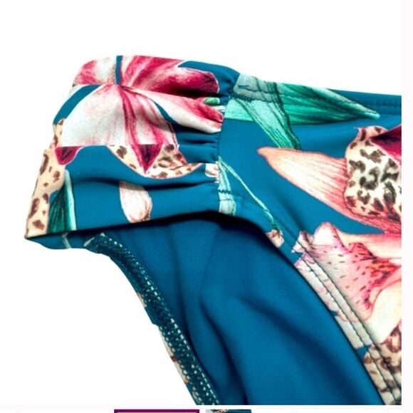 NWT LA Blanca Teal Floral Hipster Bikini Bottoms Multiple Sizes - Picture 7 of 9